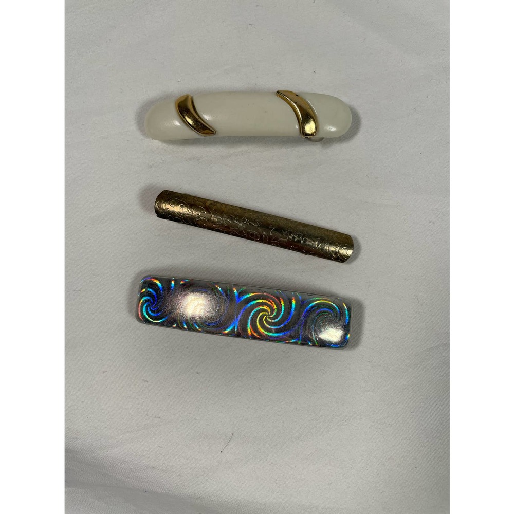 Vintage Hair Clips 6 Pack Iridescent Brown Black Silver Gold 80 90 Y2K
